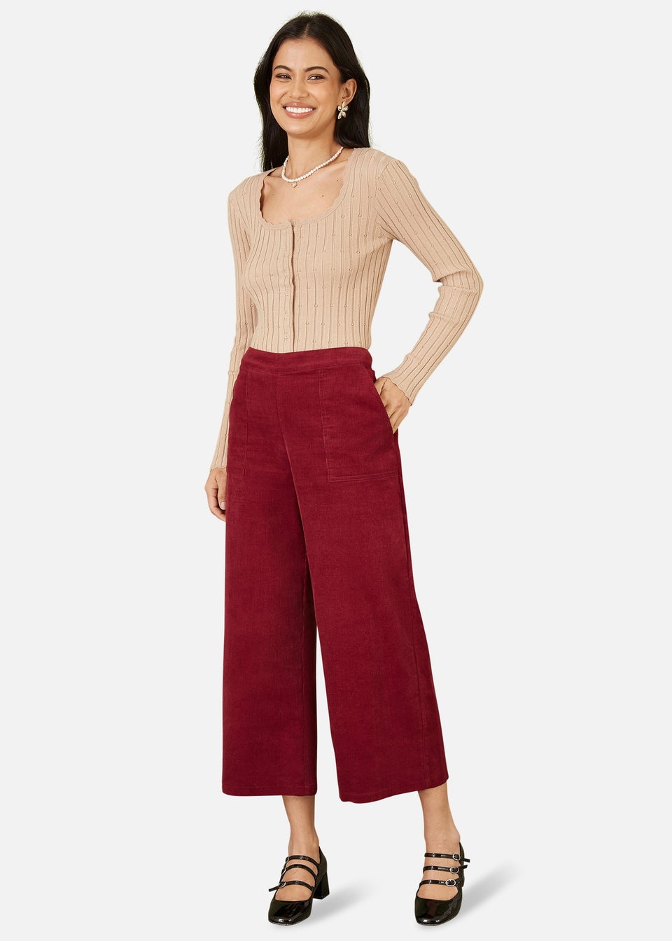 Yumi Oatmeal Fitted Rib Button Up Cardigan