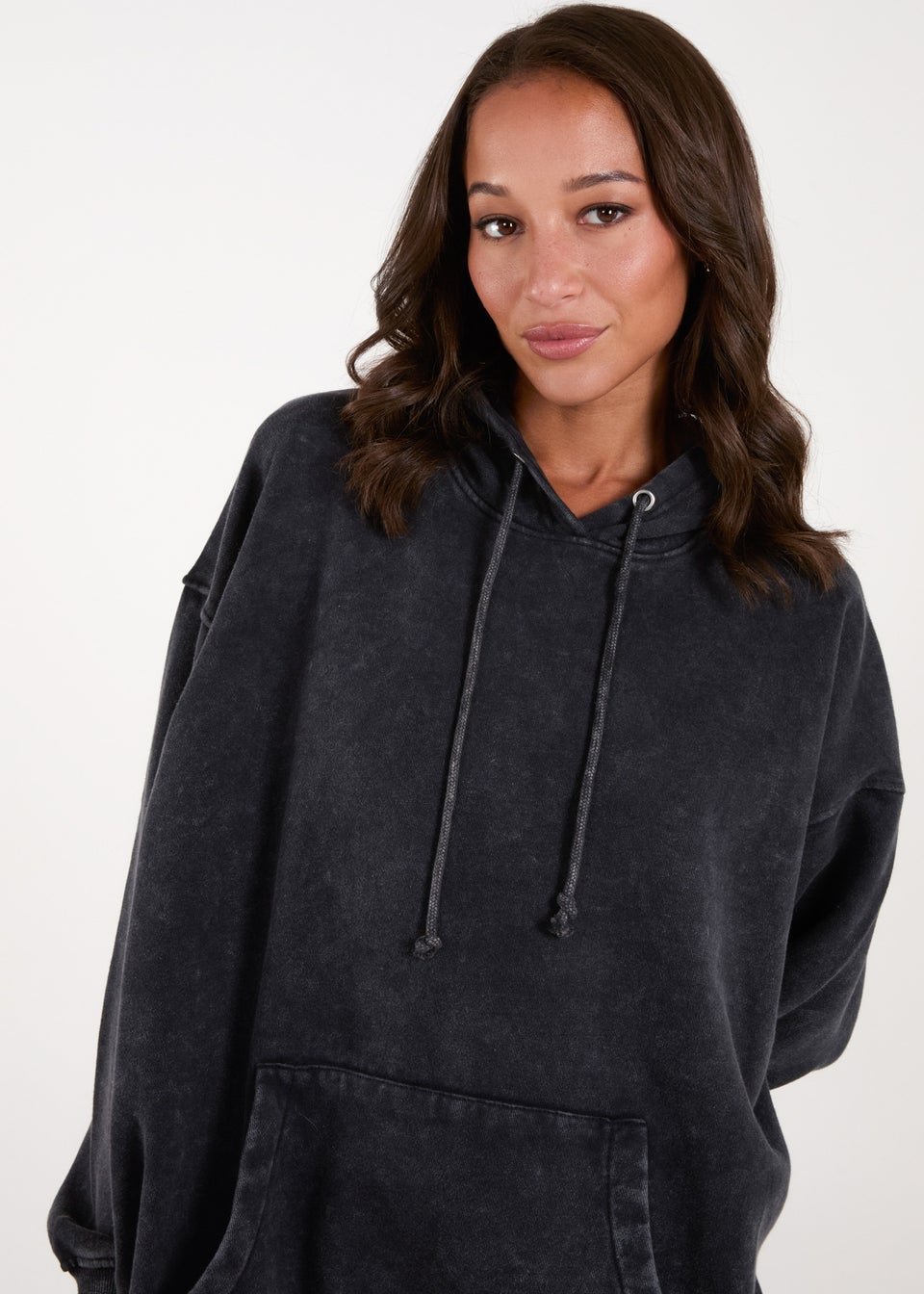 Blue Vanilla Grey Acid Wash Hoodie Matalan