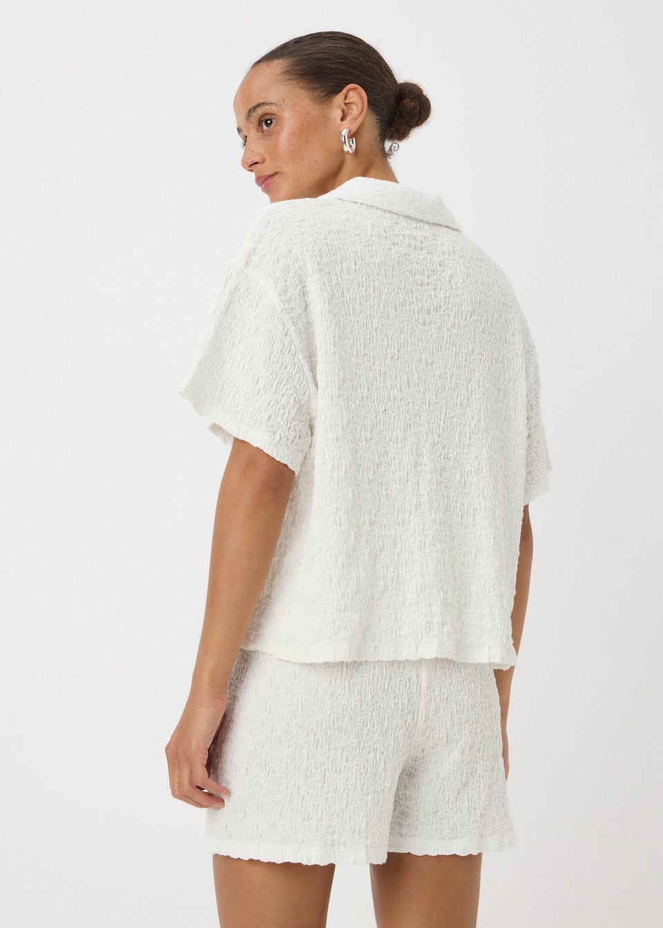Cream Textured Collar Shirt