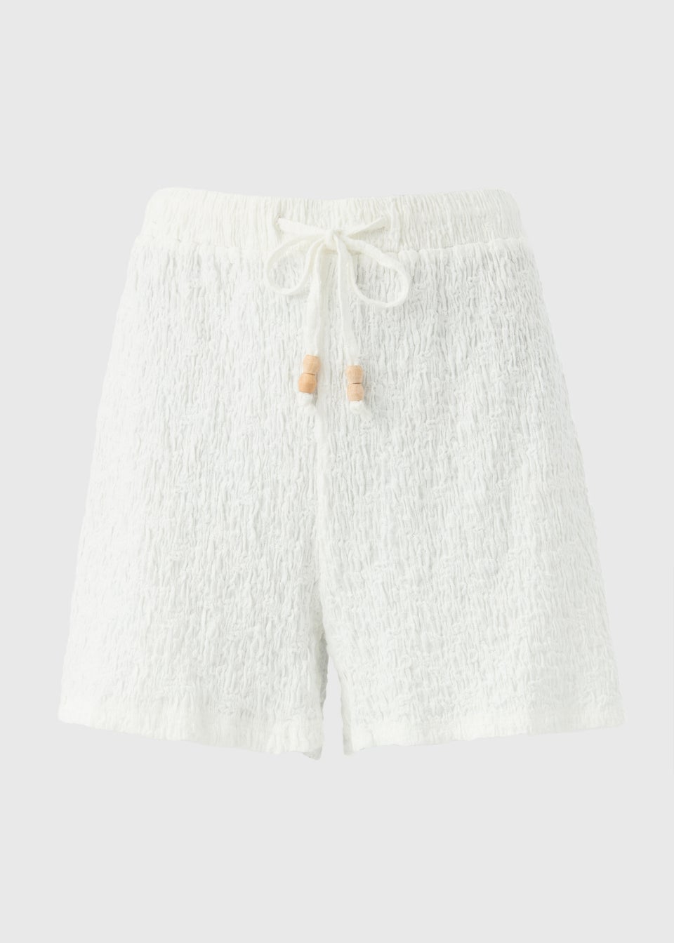 Cream Textured Co Ord Shorts