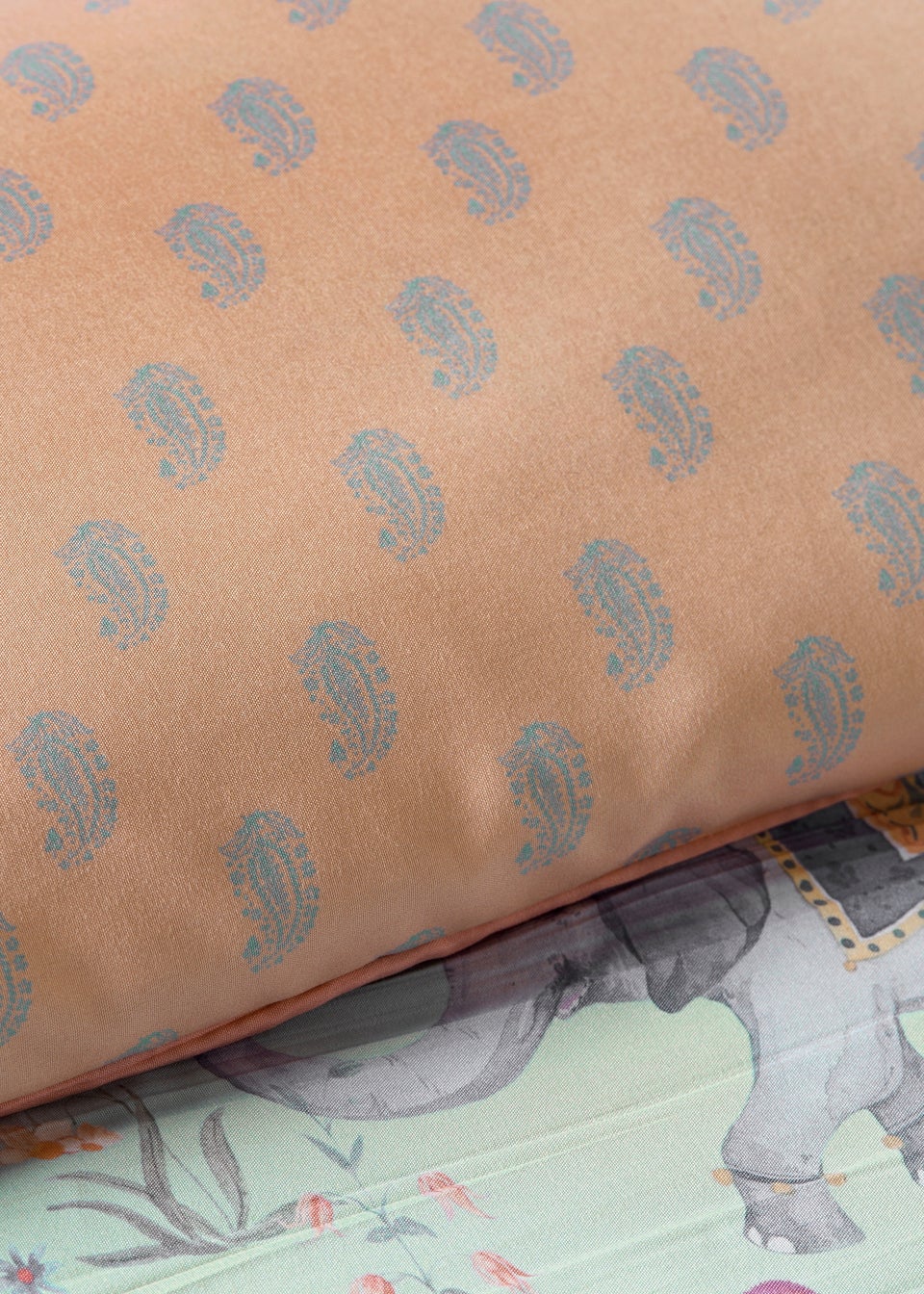 Duck Egg Blue Floral & Elephant Duvet Set