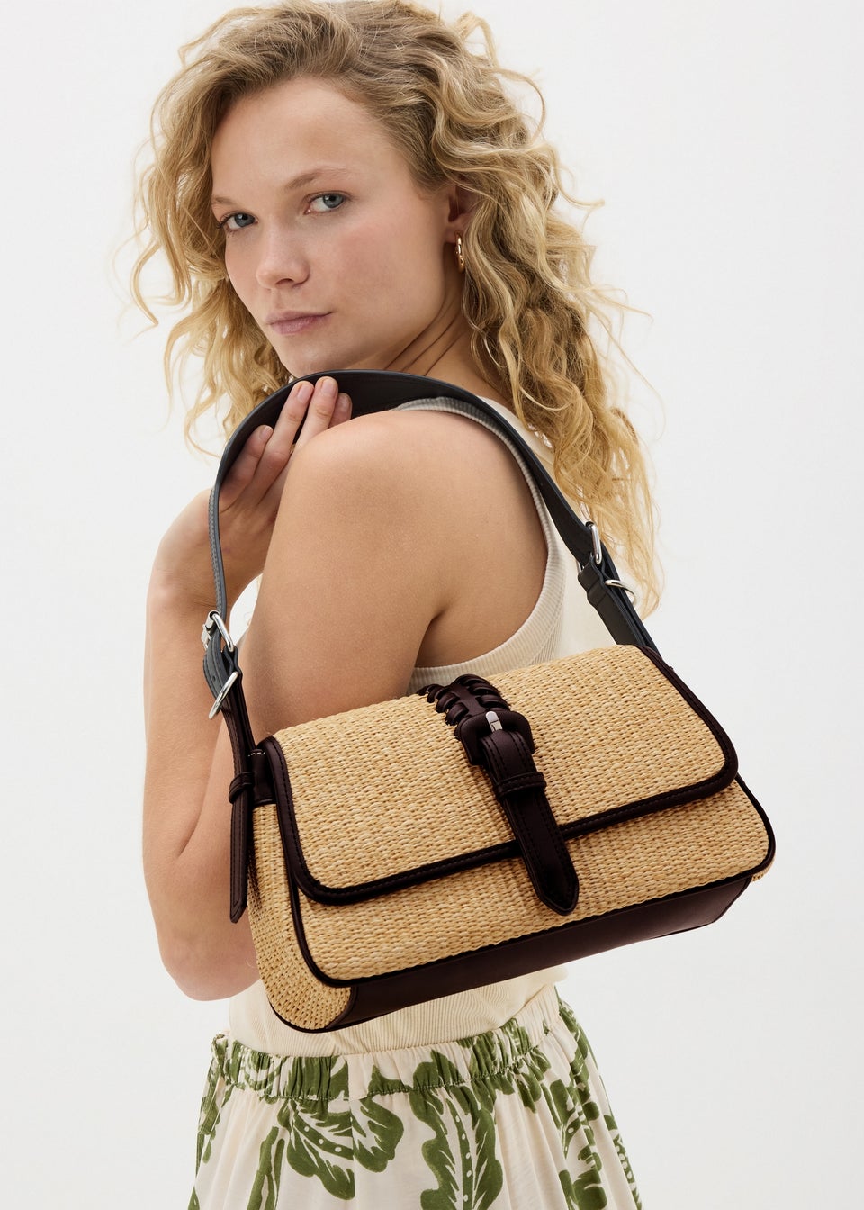 Black Raffia Shoulder Bag