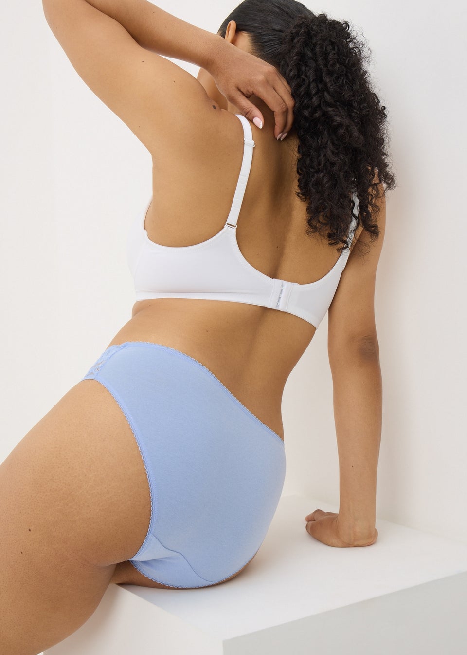 4 Pack Blue Lace High Leg Knickers