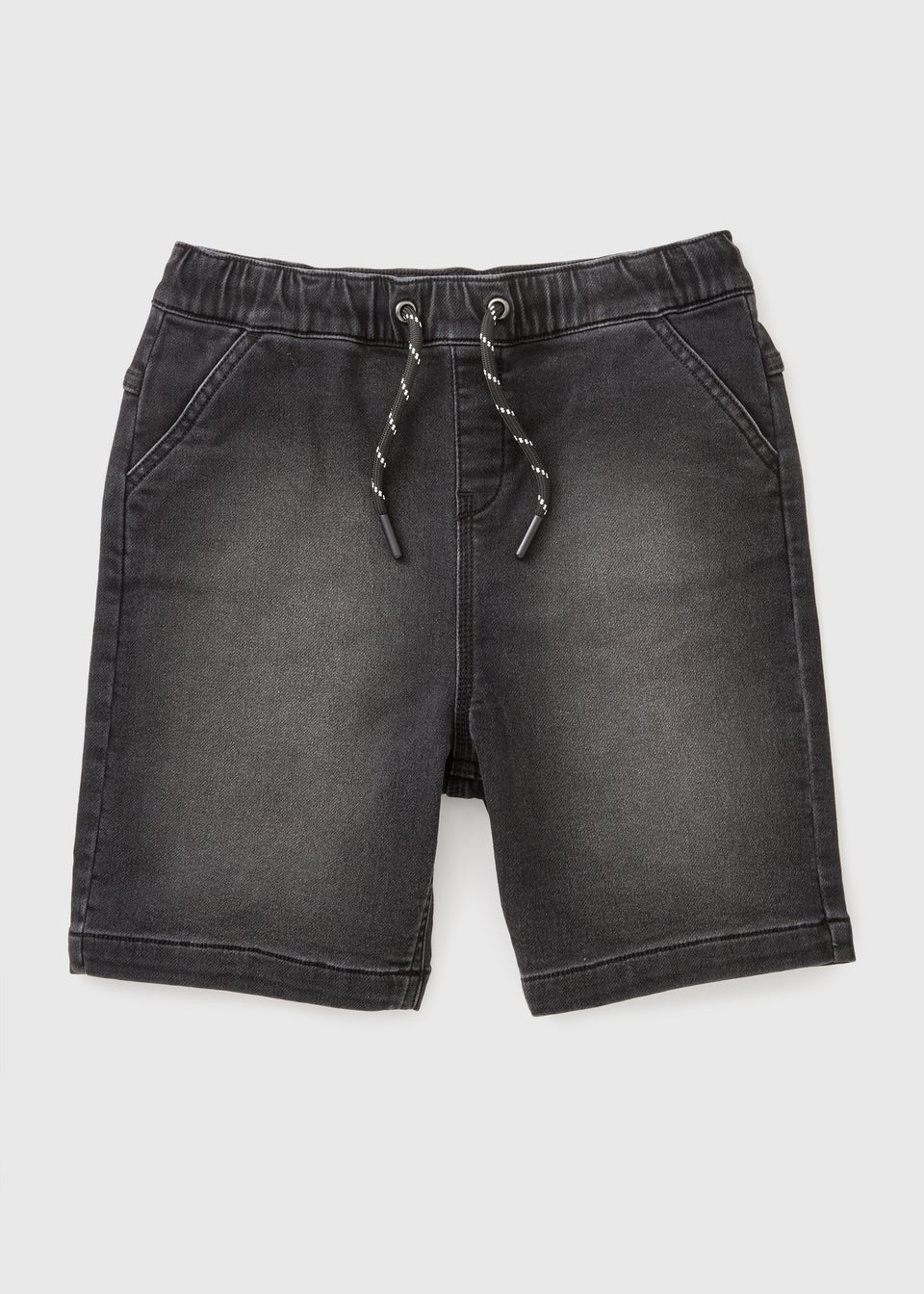 Boys Black Knitted Denim Shorts (7-15yrs)