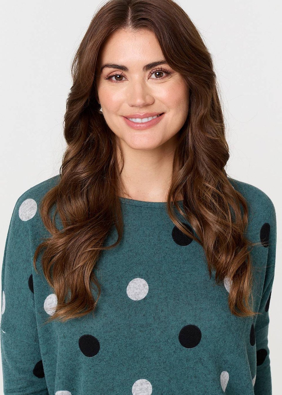 Izabel London Green Polka Dot Print Relaxed Sweatshirt