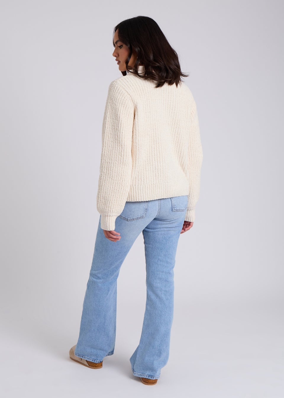 Urban Bliss Cream Chenile Button Jumper