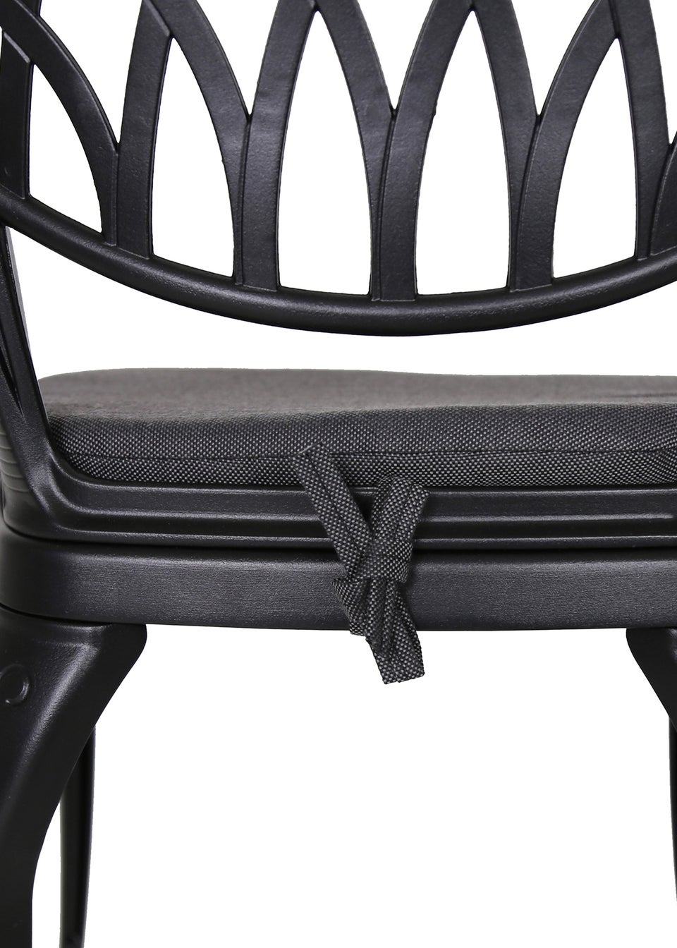 Charles Bentley Cast Aluminium Black Bistro Table & 2 Chairs Set (Dia. 70cm H68cm)