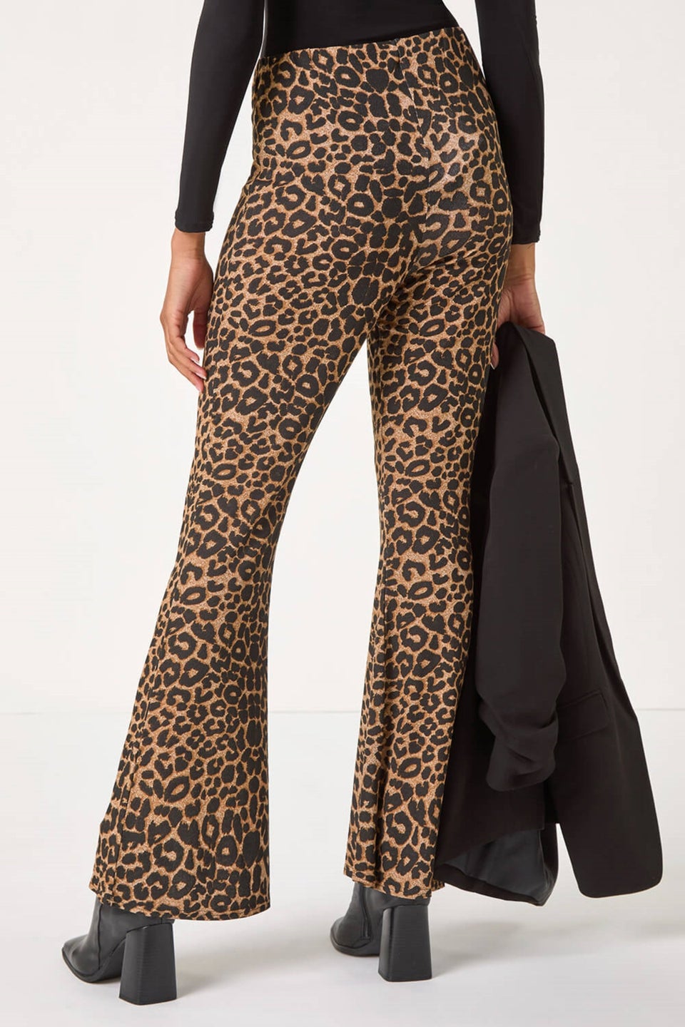 Roman Natural Animal Print Flare Stretch Trouser