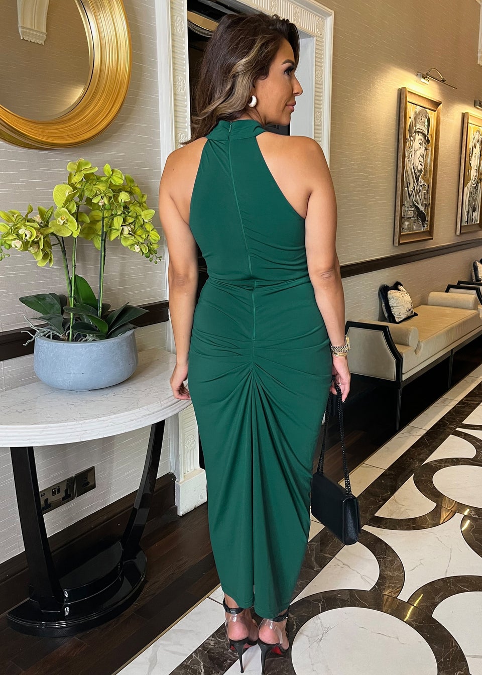 AX Paris Teal Halter Neck Knot Skirt Midi Dress