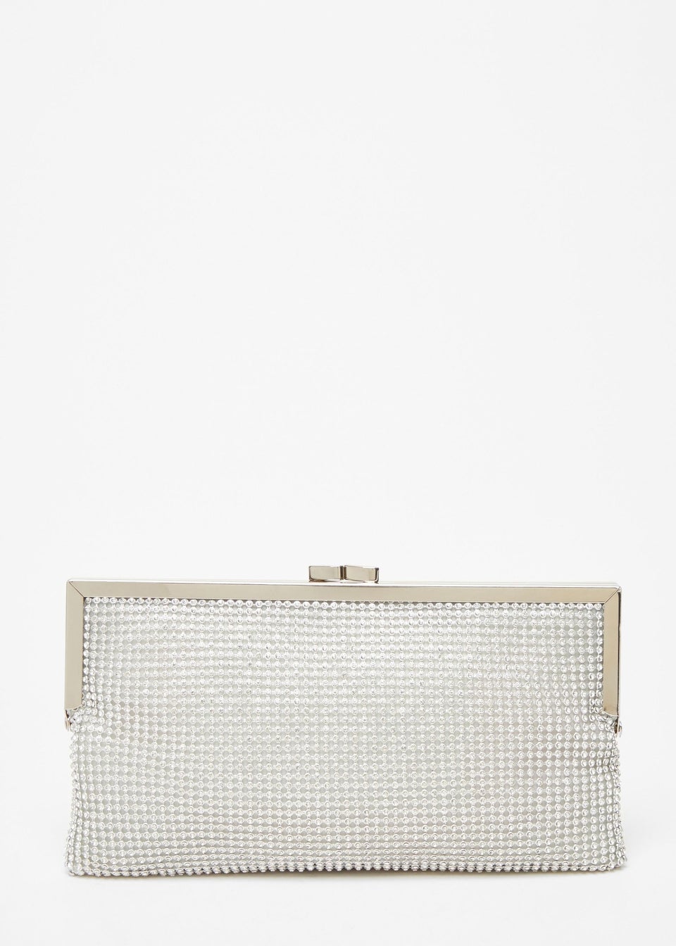 Quiz Silver Diamante Pouch Bag