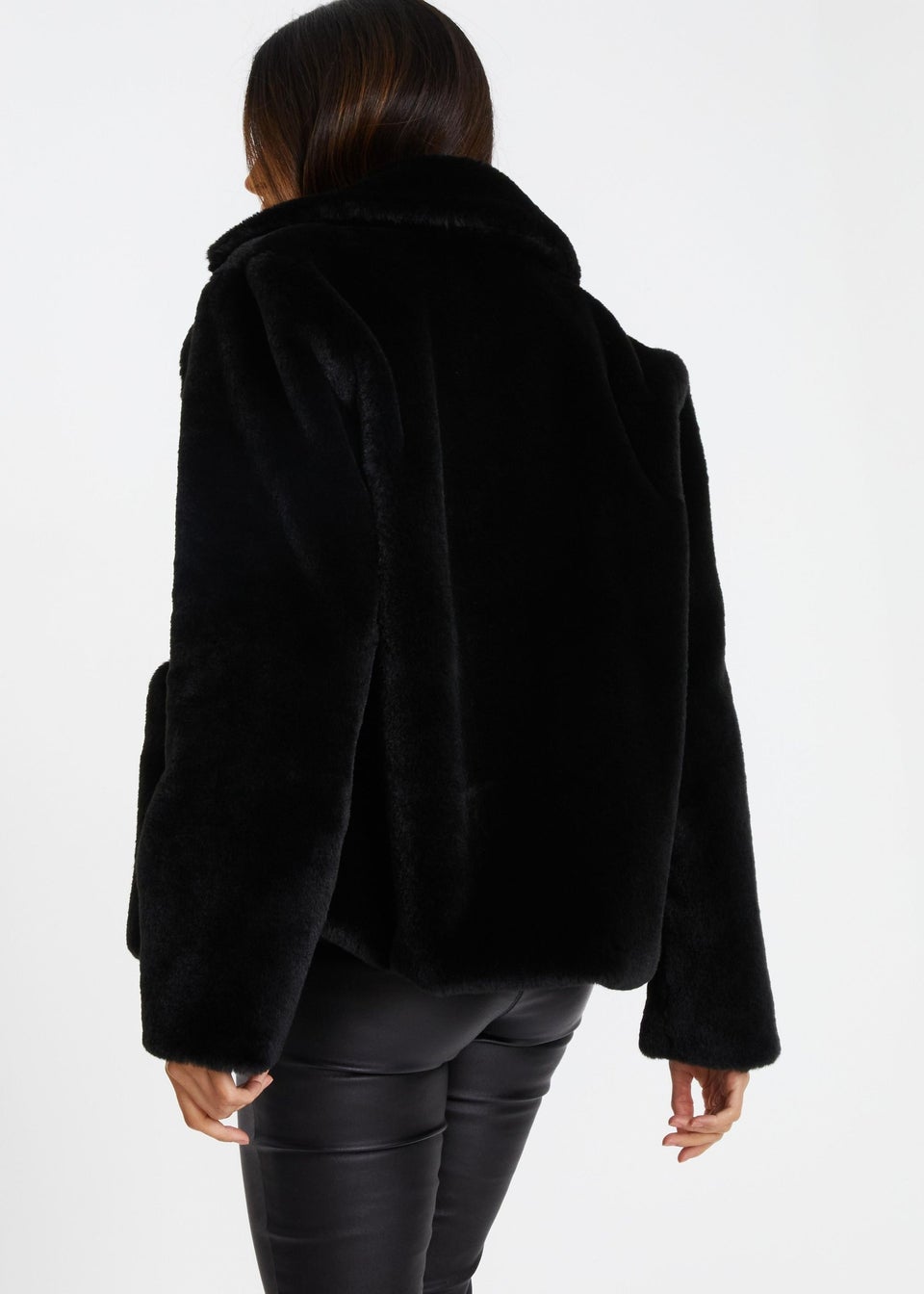 Quiz Black Faux Fur Jacket Matalan