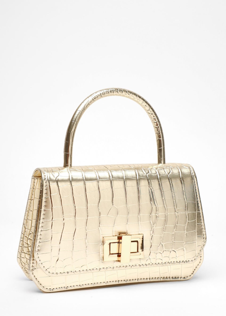 Quiz Gold Croc Print Bag Matalan
