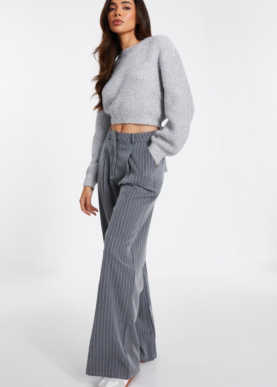 Quiz Silver Tinsel Knit Jumper