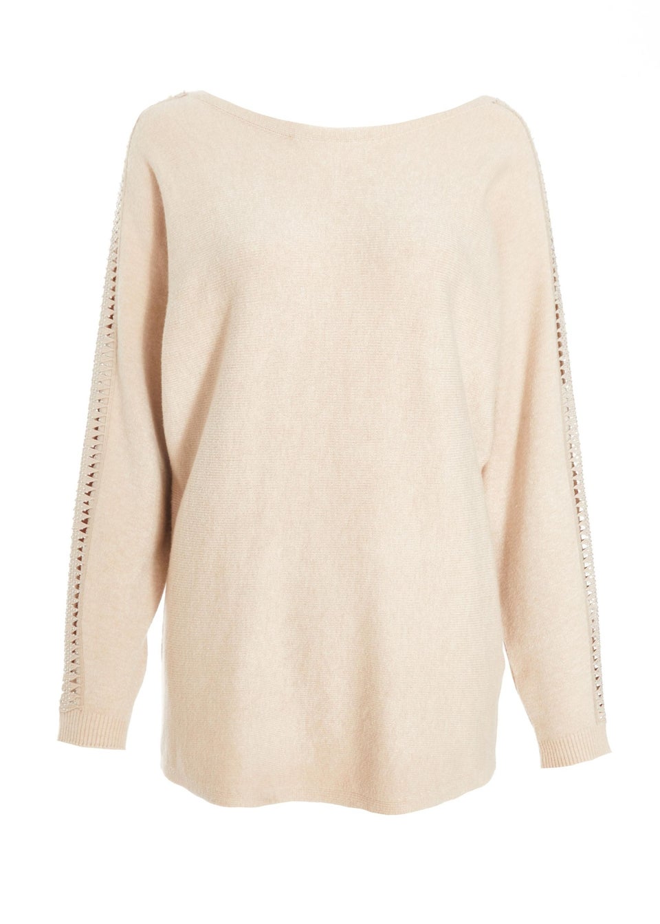 Quiz Stone Knit Diamante Sleeve Jumper