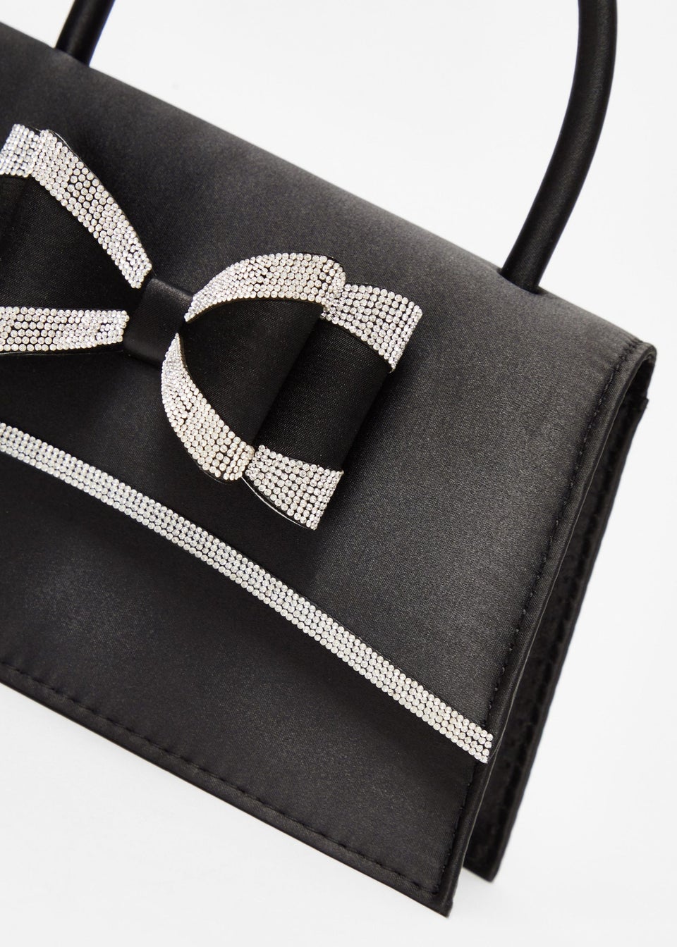 Quiz Black Diamante Bow Bag