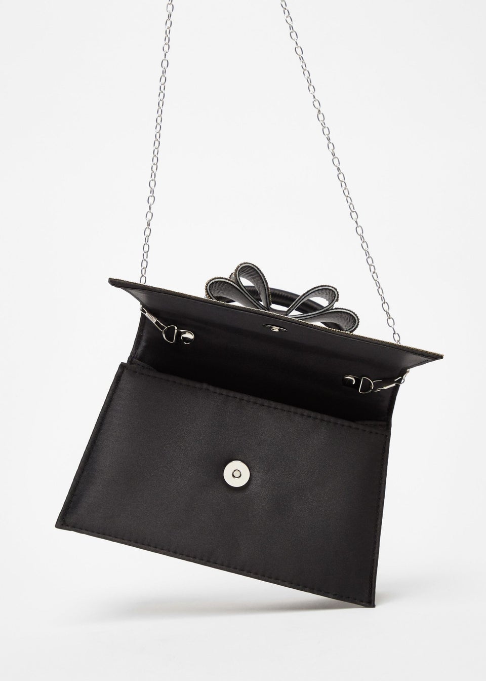 Quiz Black Diamante Bow Bag