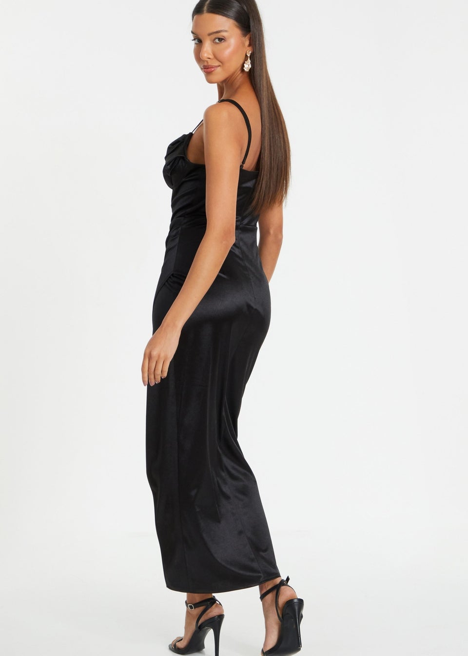 Quiz Black Cowl Neck Corset Dress