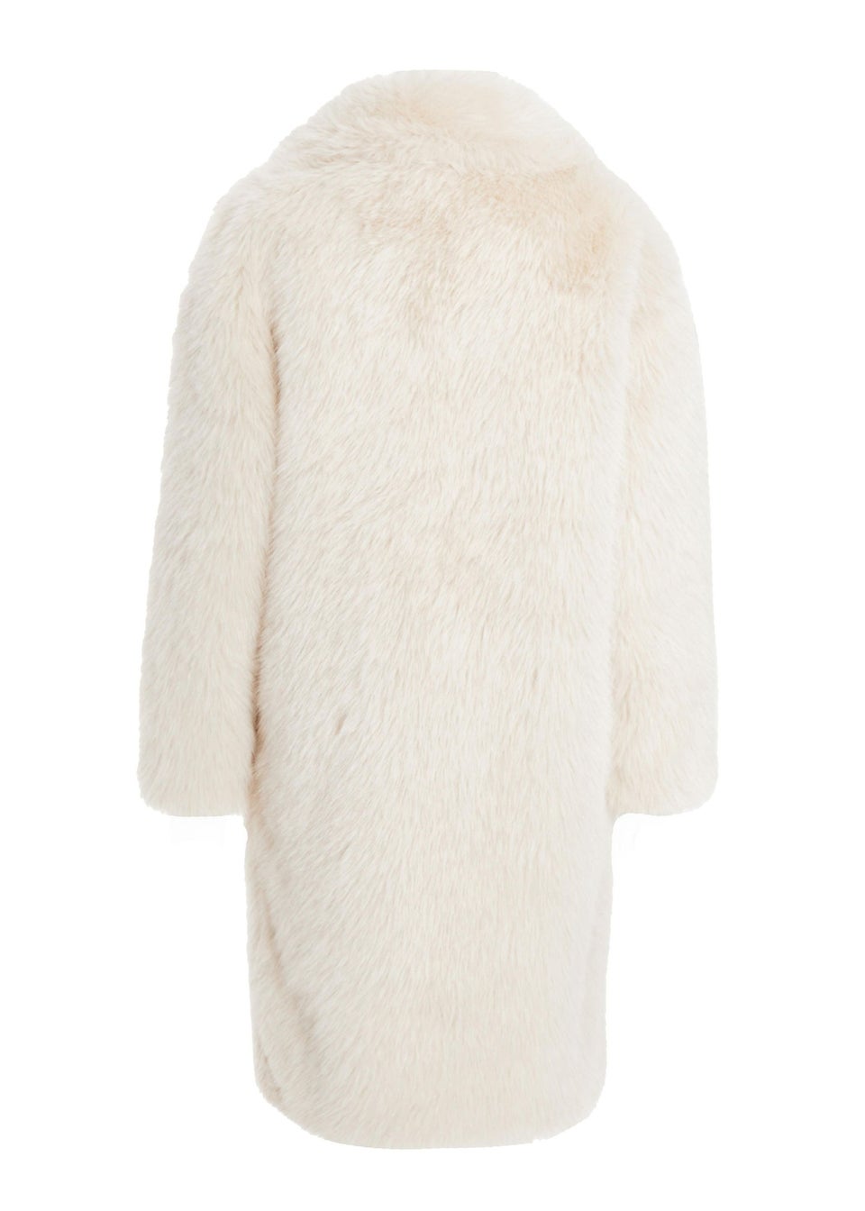 Quiz Cream Faux Fur Long Coat Matalan
