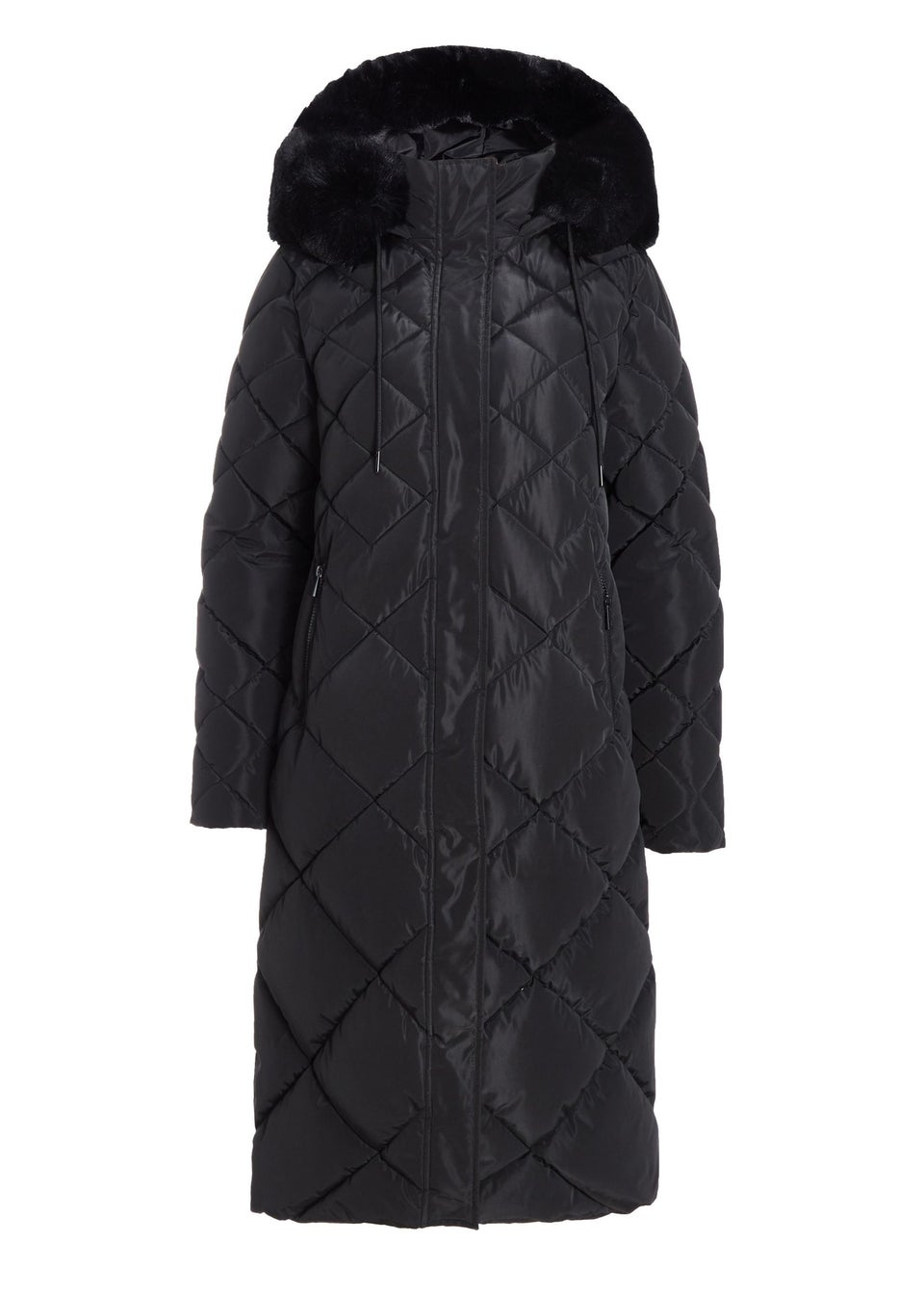 Quiz faux fur jacket black cheap
