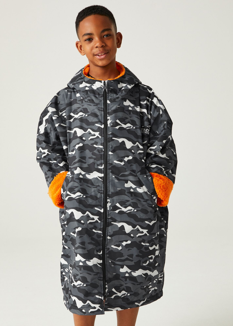 Regatta Black Camo Persimmon Junior Changing Robe Matalan