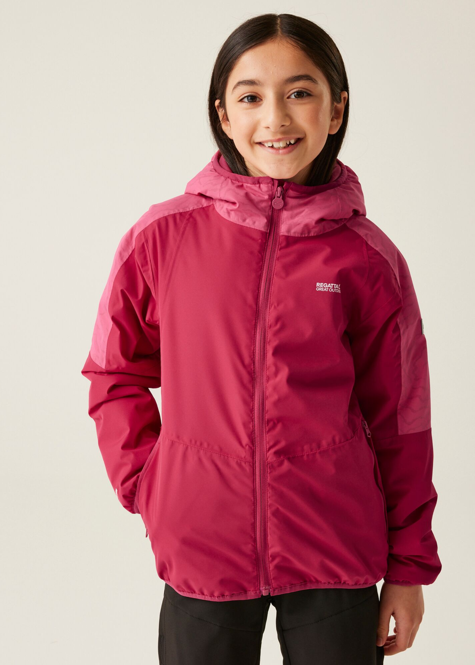 Regatta Deep/Hot Pink Kids' Volcanics VIII Reflective Jacket with Thermoguard Insulation
