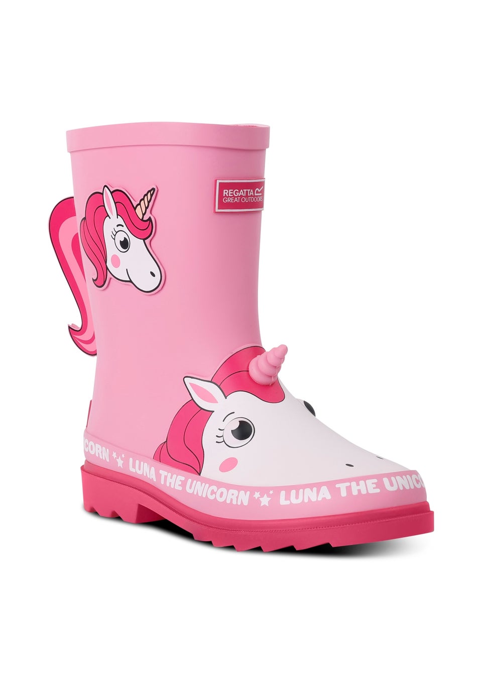 Regatta Luna the Unicorn Pink Kids' Mudplay Junior II Waterproof Wellies