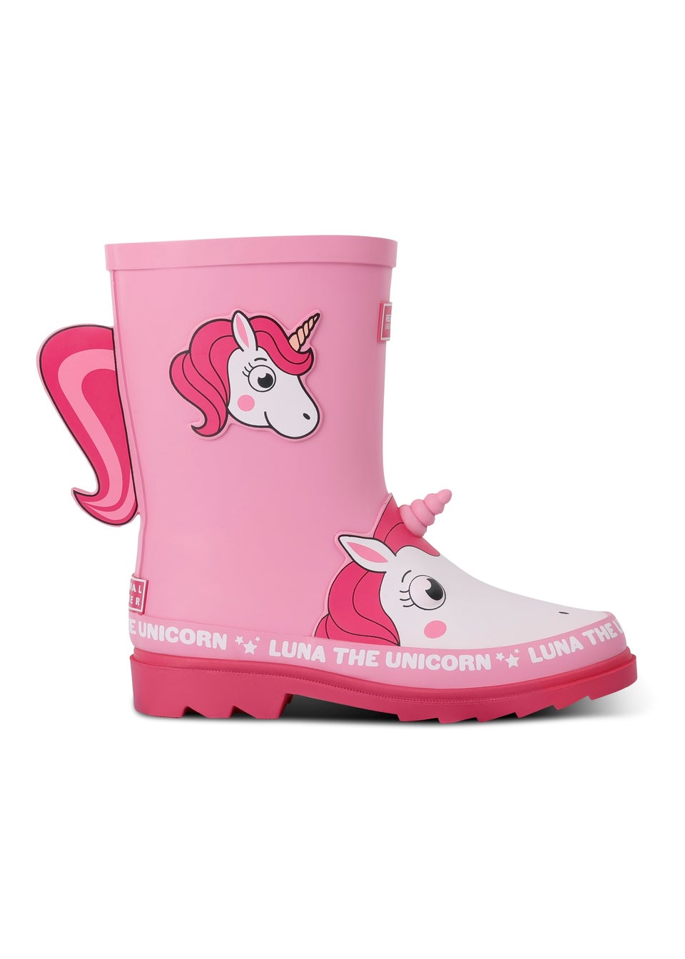 Regatta Luna the Unicorn Pink Kids' Mudplay Junior II Waterproof Wellies