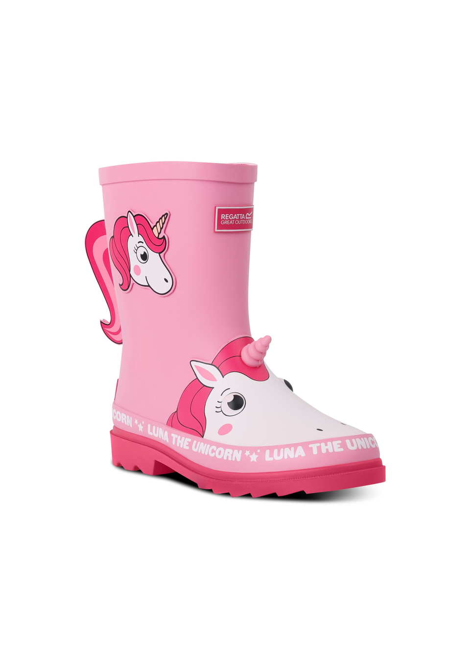 Regatta Luna the Unicorn Pink Kids' Mudplay Junior II Waterproof Wellies