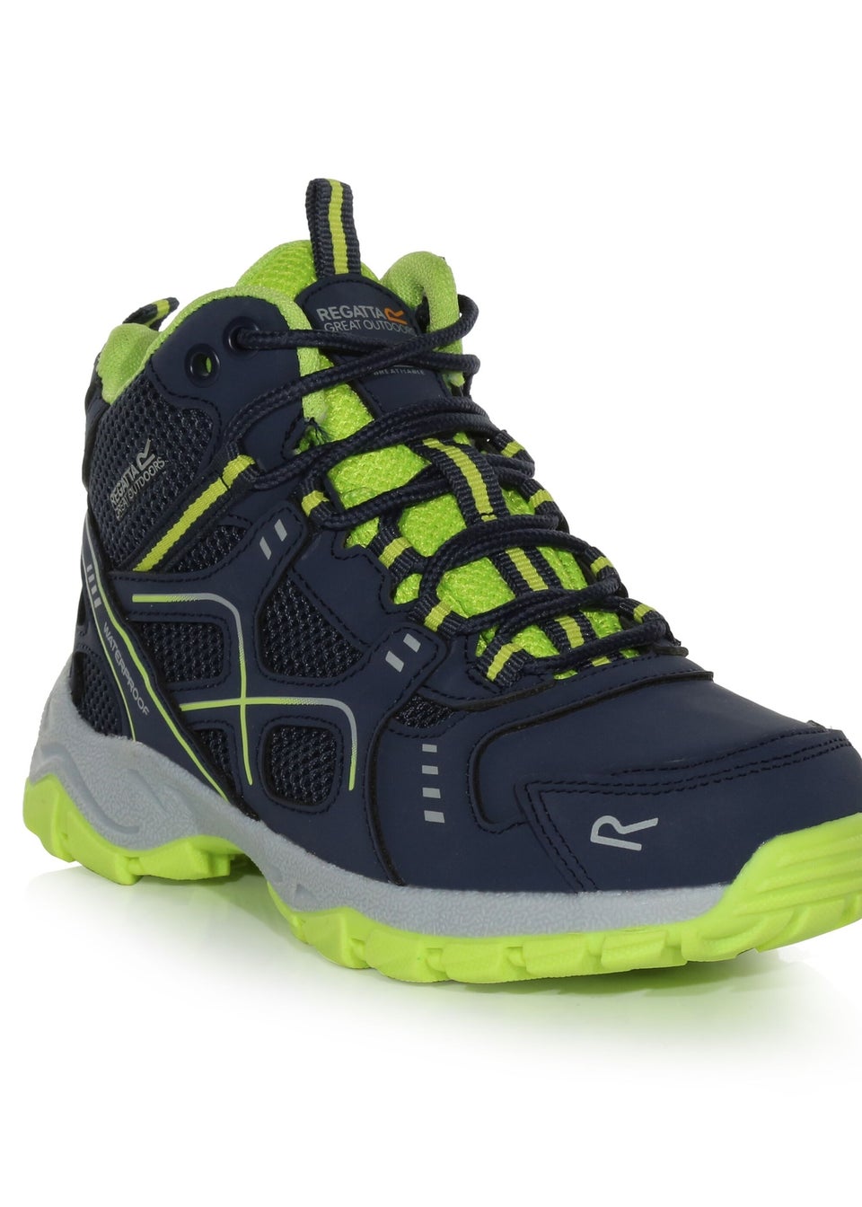 Regatta Navy Lime Punch Kids' Vendeavour Waterproof Isotex Walking Boots