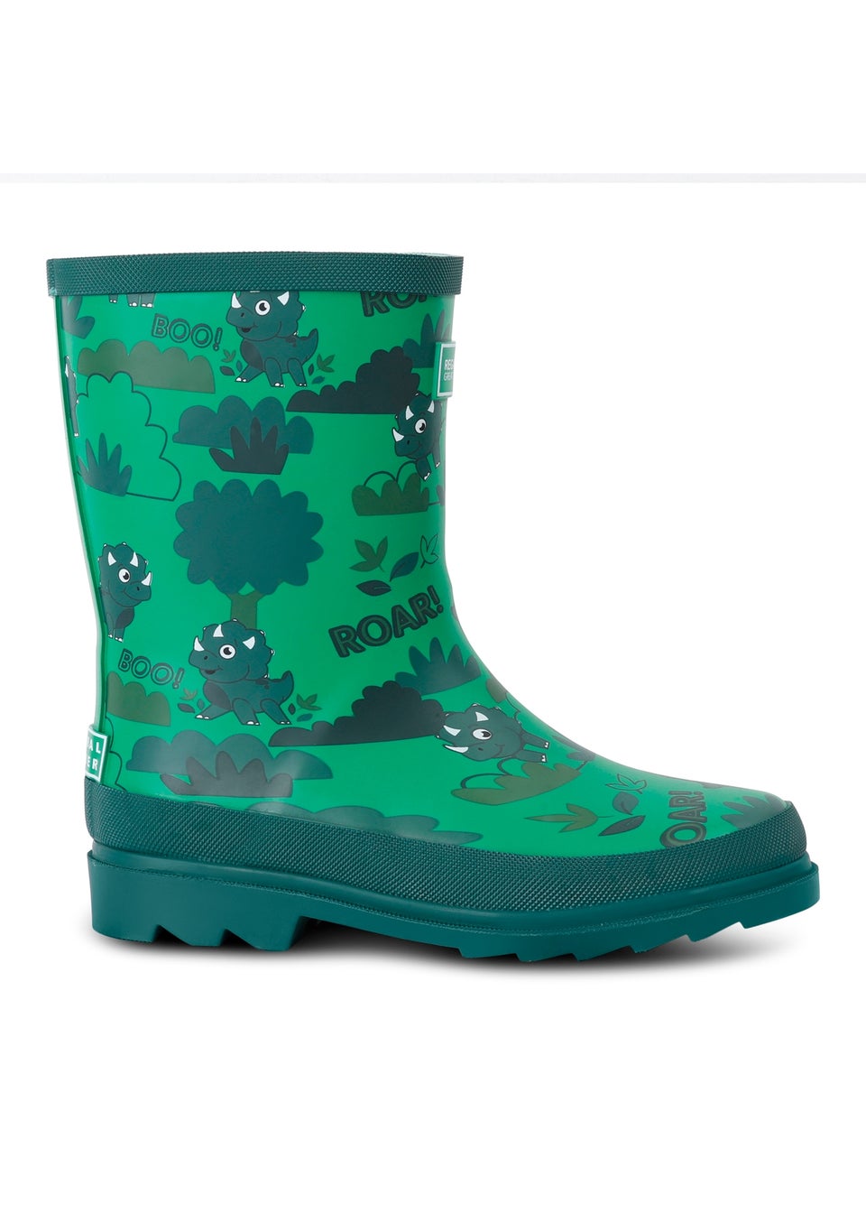 Regatta Stompy the Dinosaur Green Kids' Mudplay Junior II Waterproof Wellies