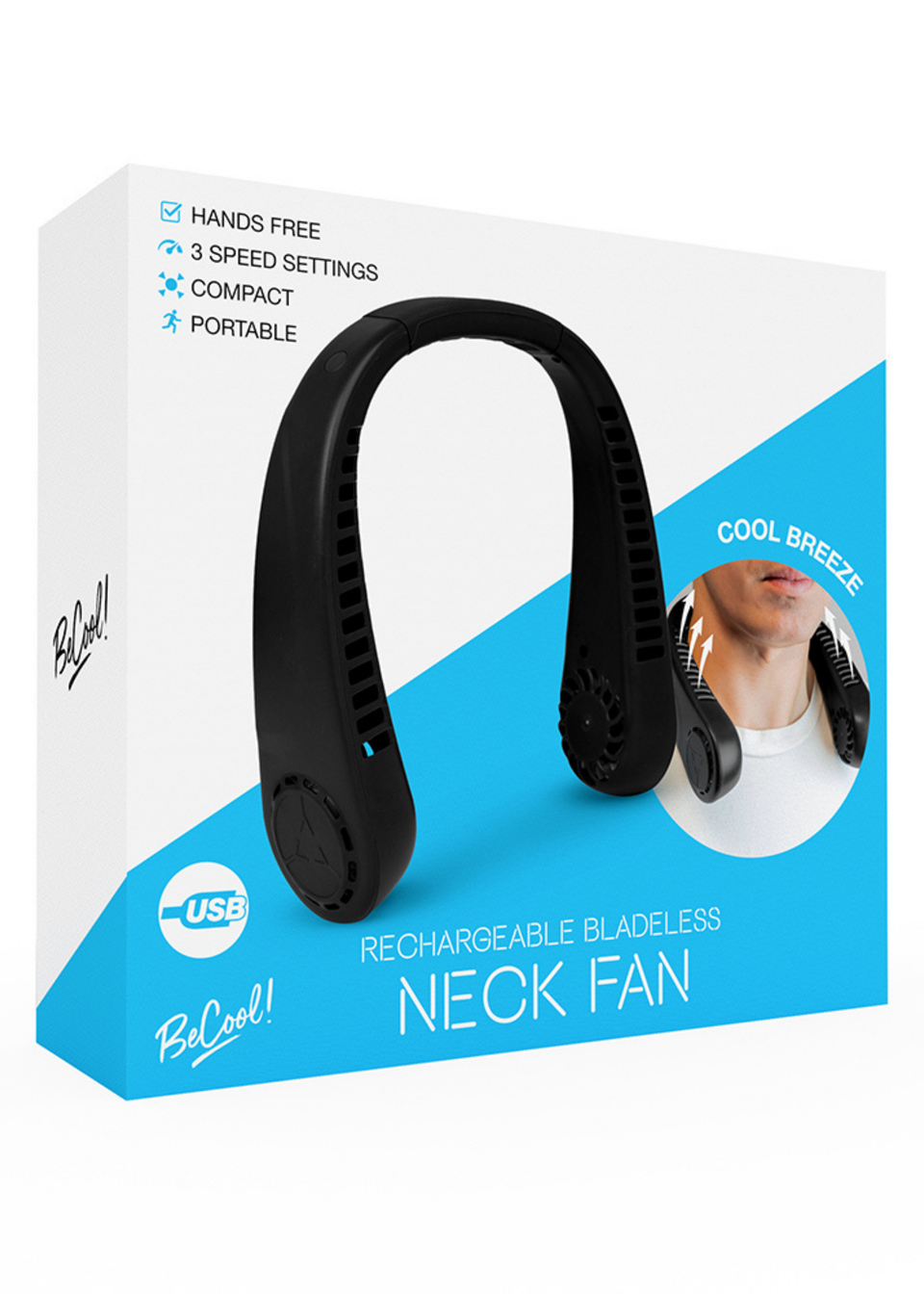 Be Cool Black Bladeless Neck Fan