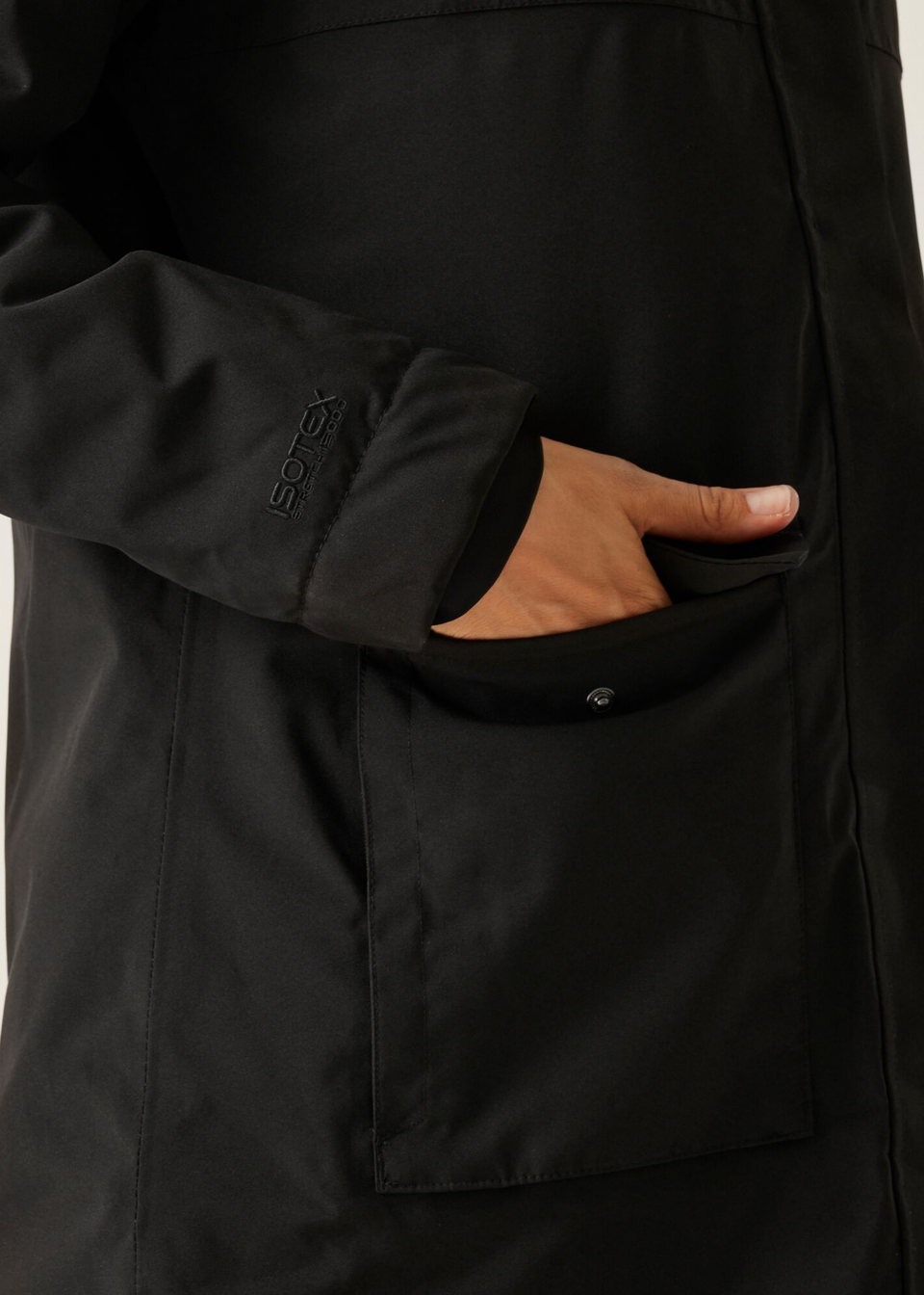 Regatta Black Dark Grey Yarli Waterproof Longline Jacket