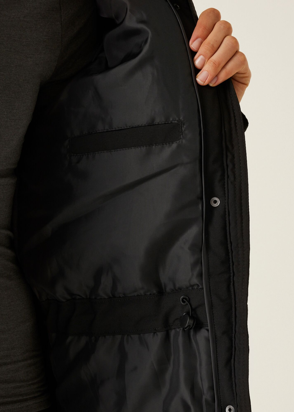Regatta Black Dark Grey Yarli Waterproof Longline Jacket