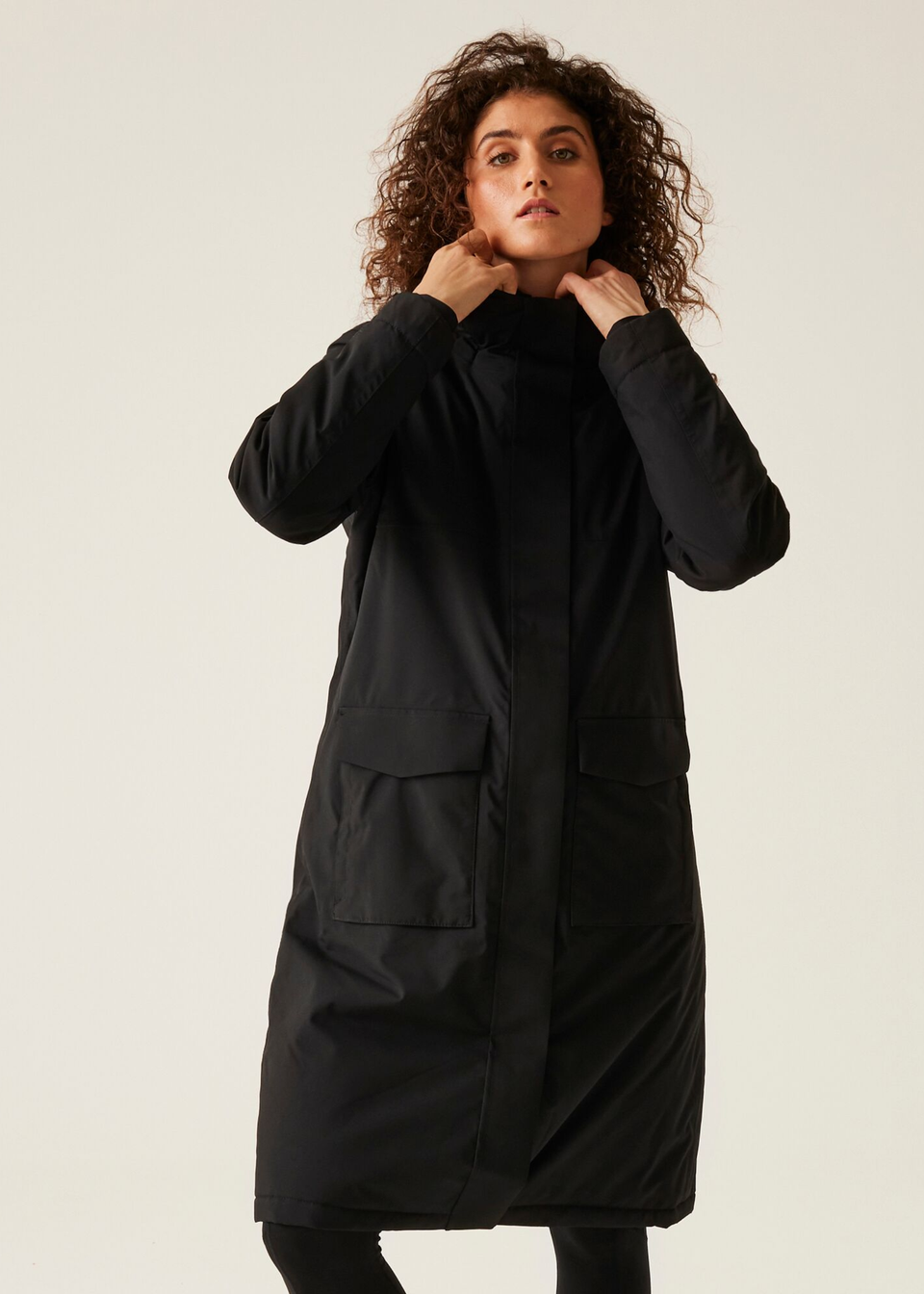 Regatta Black Dark Grey Yarli Waterproof Longline Jacket Matalan