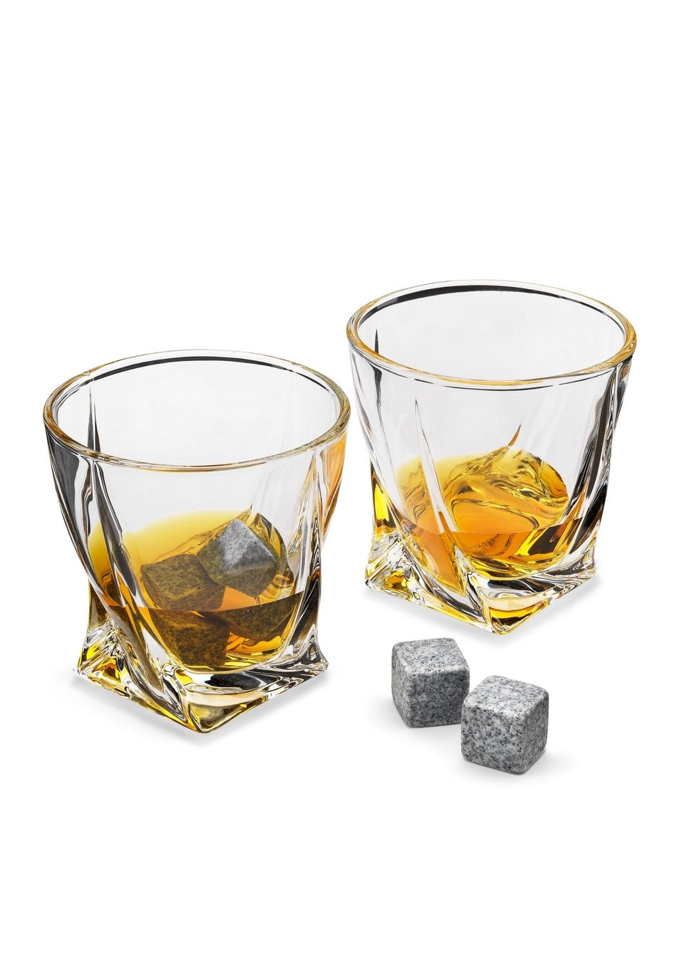 Connoisseur Creations Clear Twisted Glass with Ice Stones Set of 2