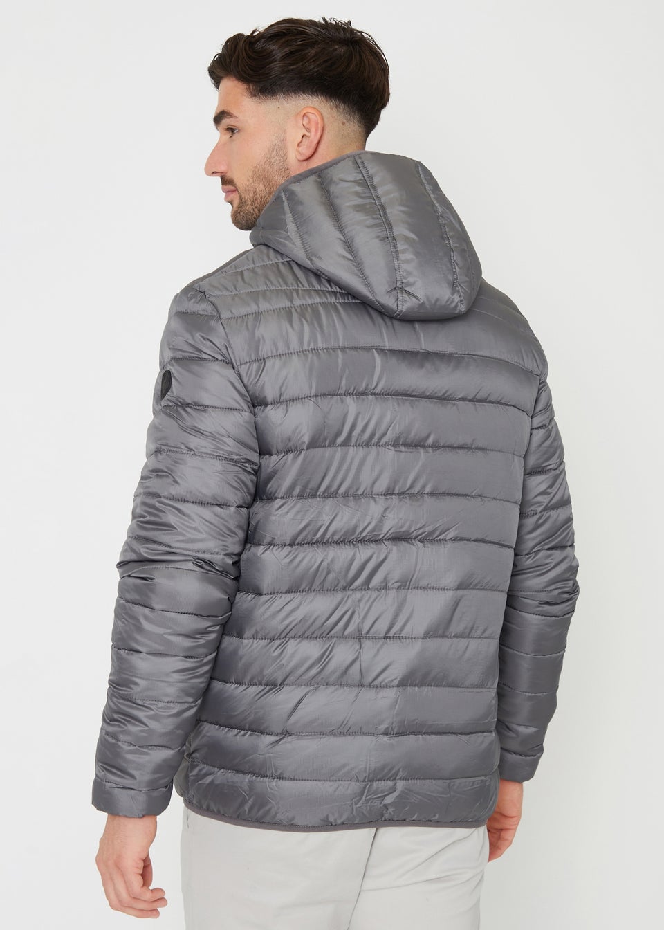 Threadbare Dark Grey Matte Finish Padded Hooded Jacket