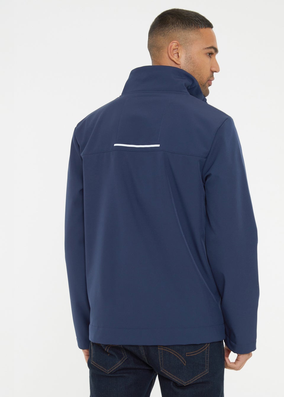 Threadbare Navy Funnel Neck Lightweight Jacket With Stretch