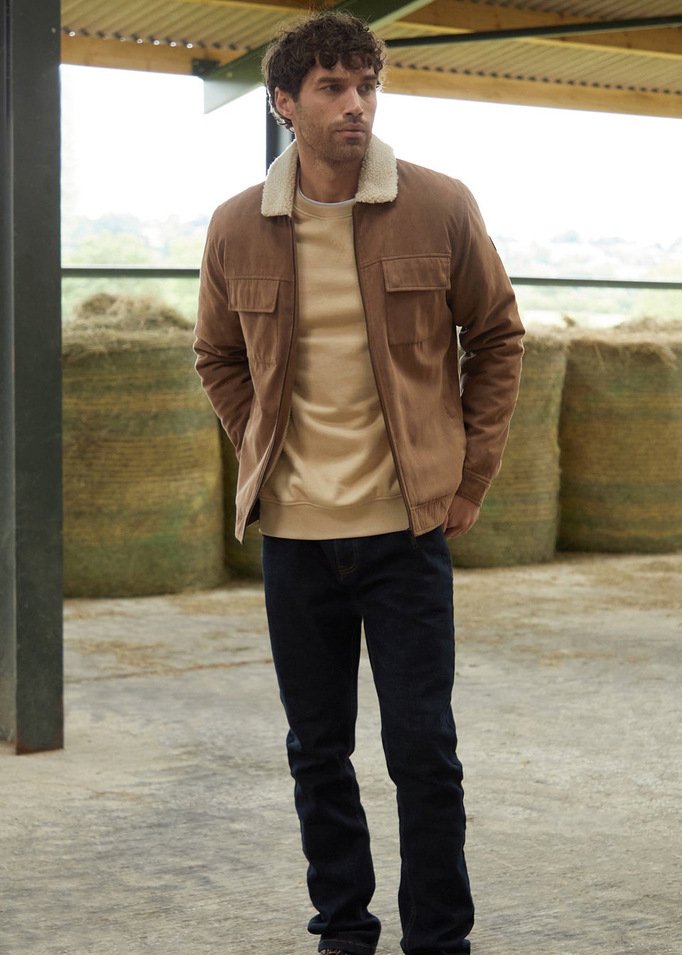 Threadbare Brown Faux Suede Borg Lined Jacket