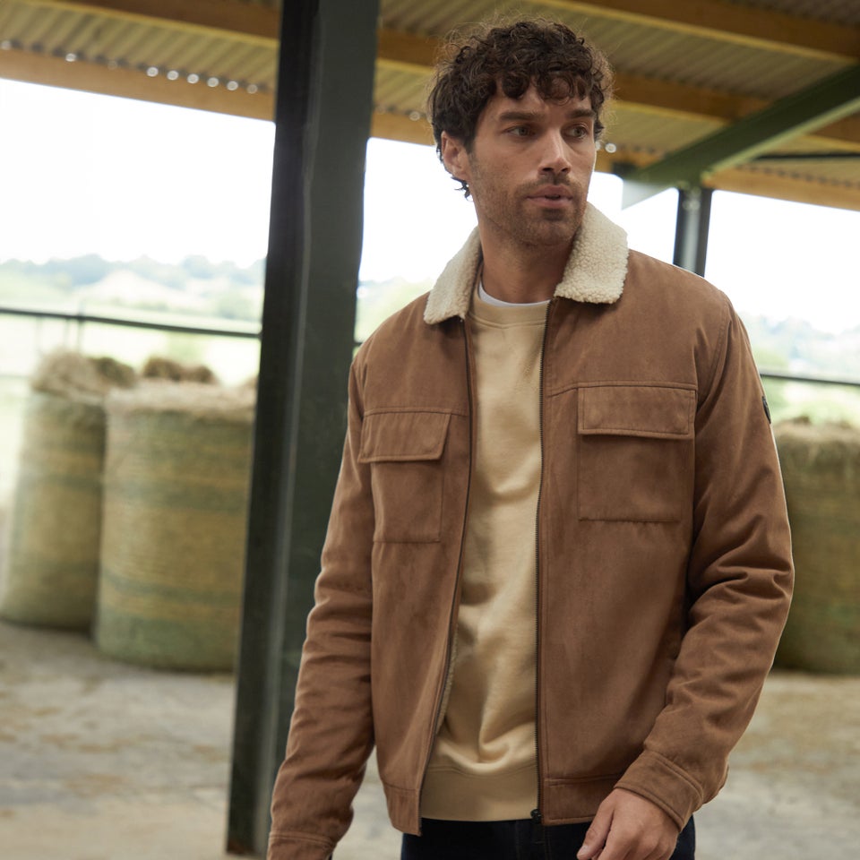 Suede borg collar jacket online