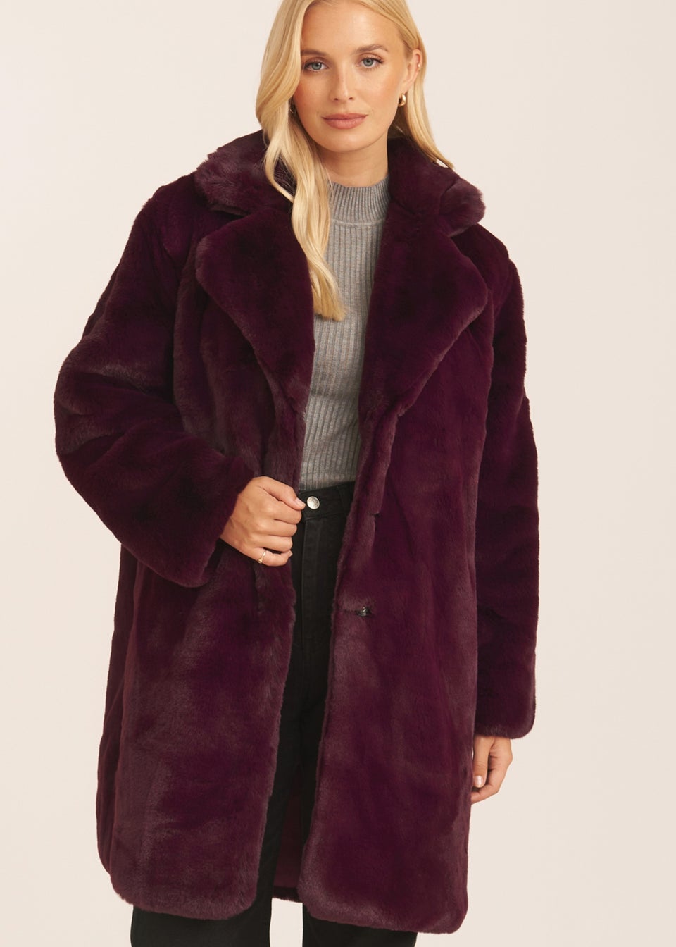 Matalan black fur coat store