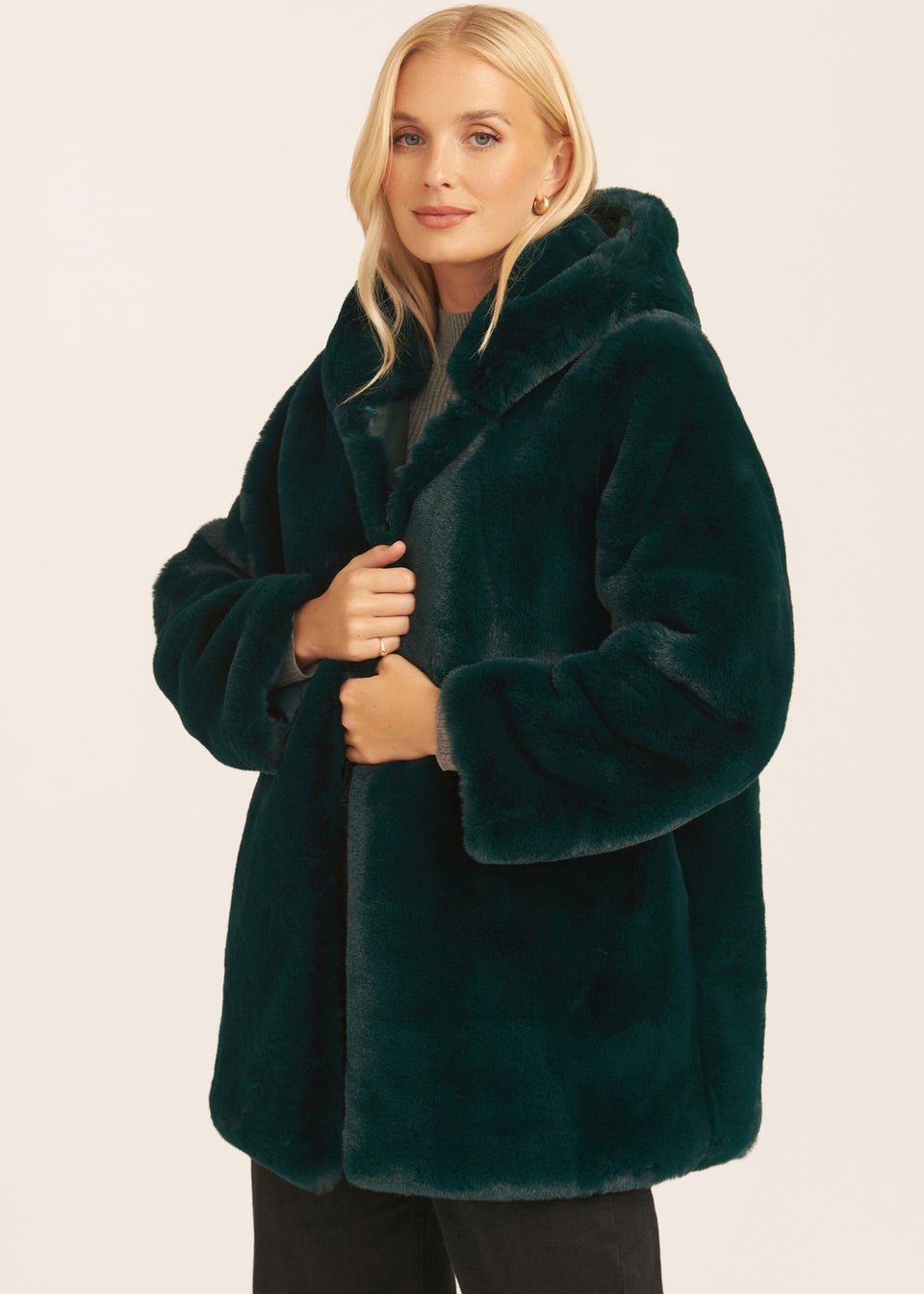 Quiz black padded faux fur jacket clearance