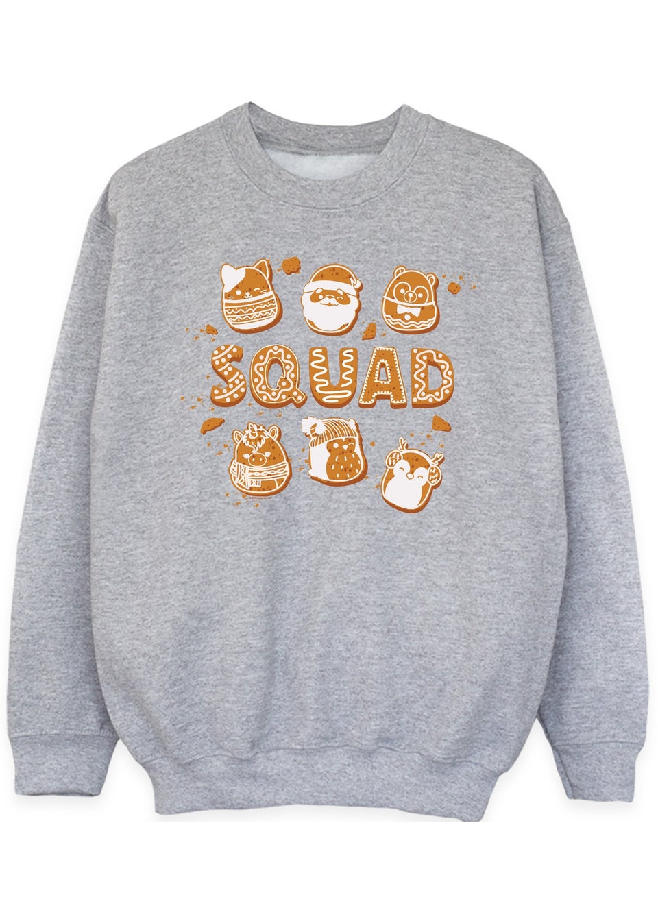 Squishmallows Kids Grey Christmas Gingerbread Squad Heather Sweatshirt (5-13 Years)