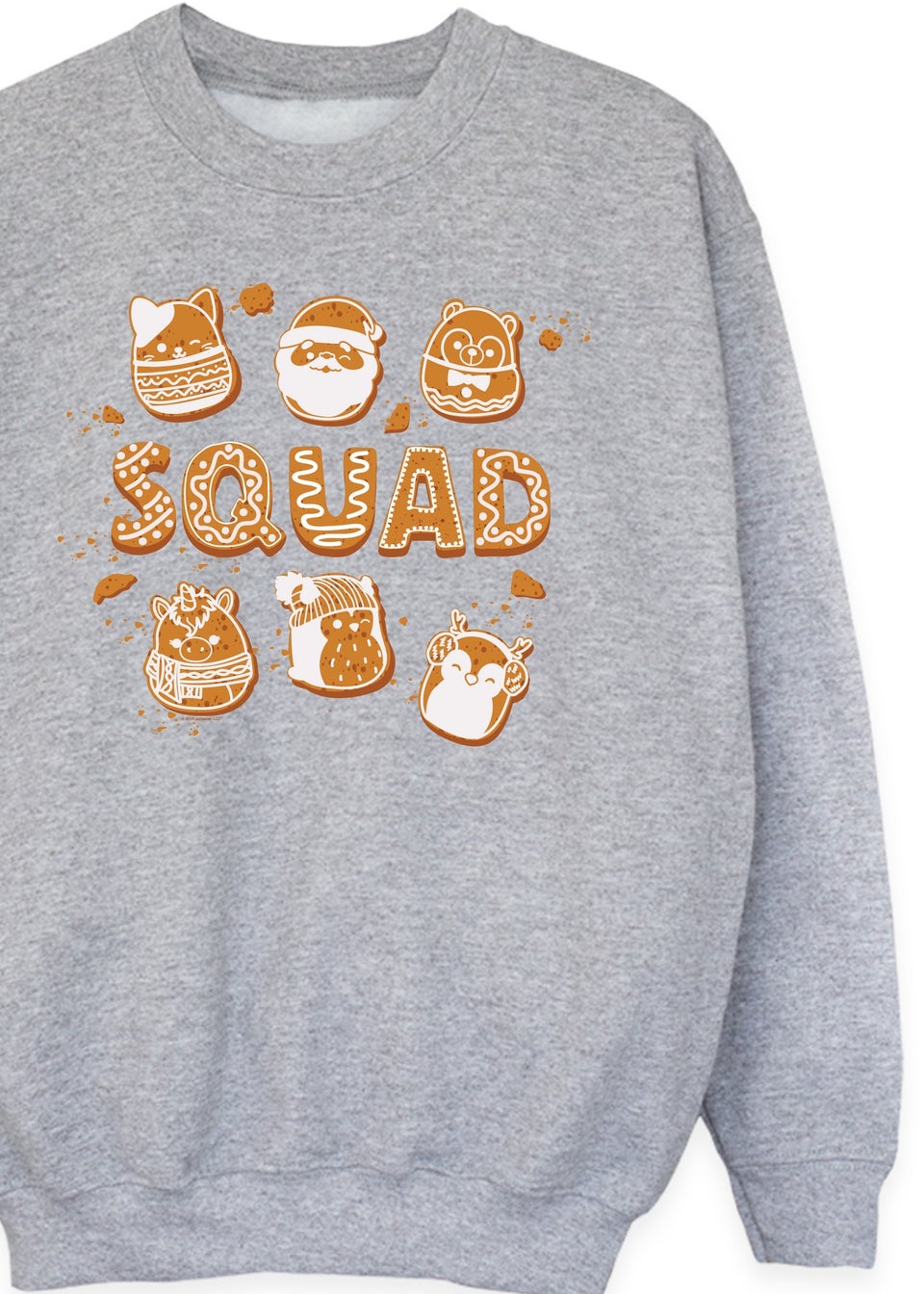 Squishmallows Kids Grey Christmas Gingerbread Squad Heather Sweatshirt (5-13 Years)