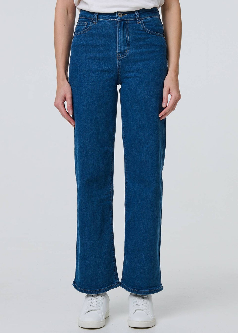 Izabel London Blue Denim High Waist Wide Leg Jeans