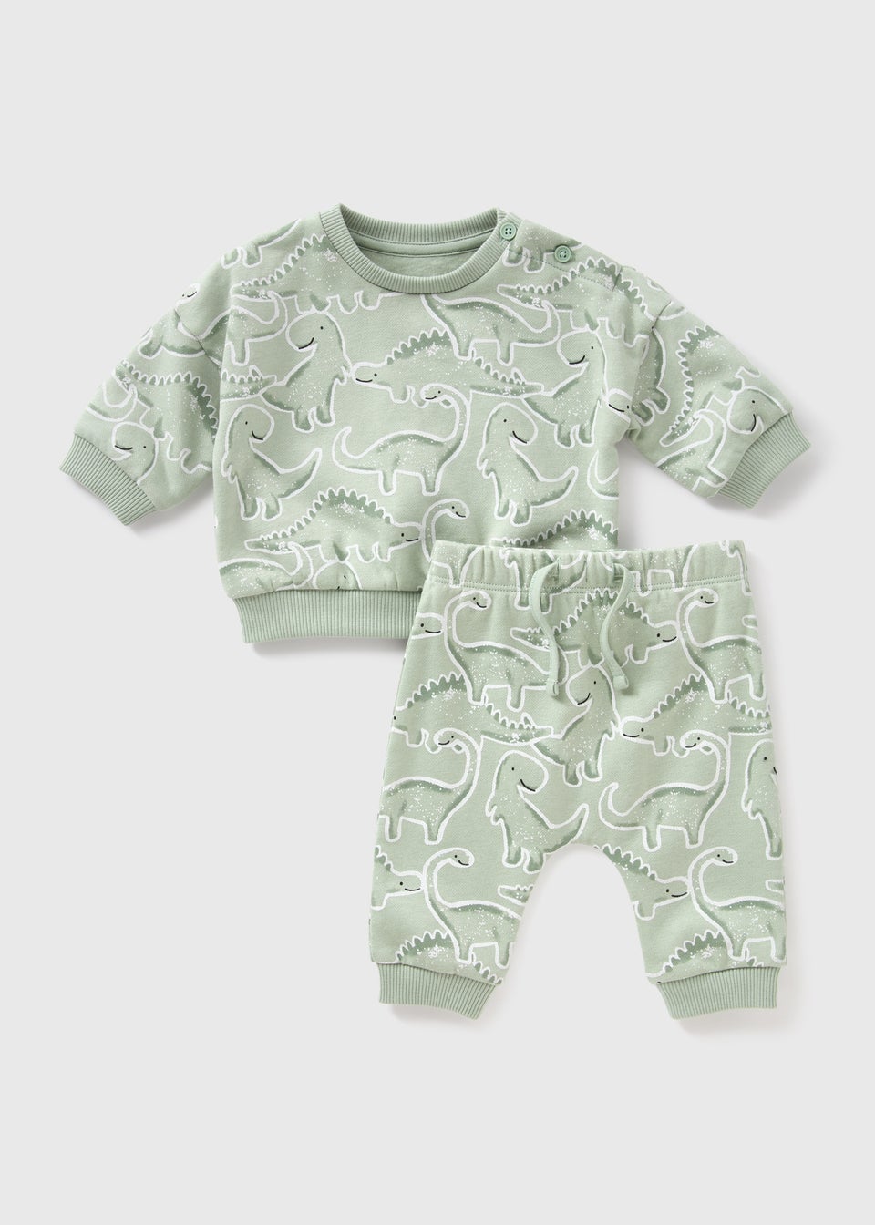 Baby Green Dino Sweatshirt & Jogging Bottoms Set (Newborn-23mths)