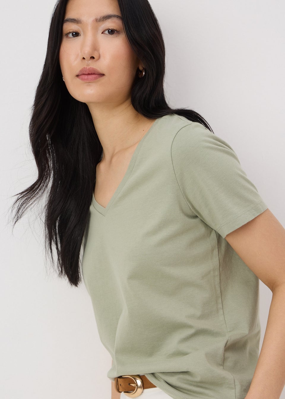 Green V-Neck Regular Fit T-Shirt