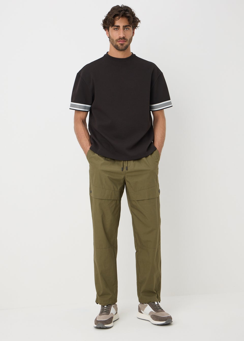 Khaki Parachute Cargo Trousers