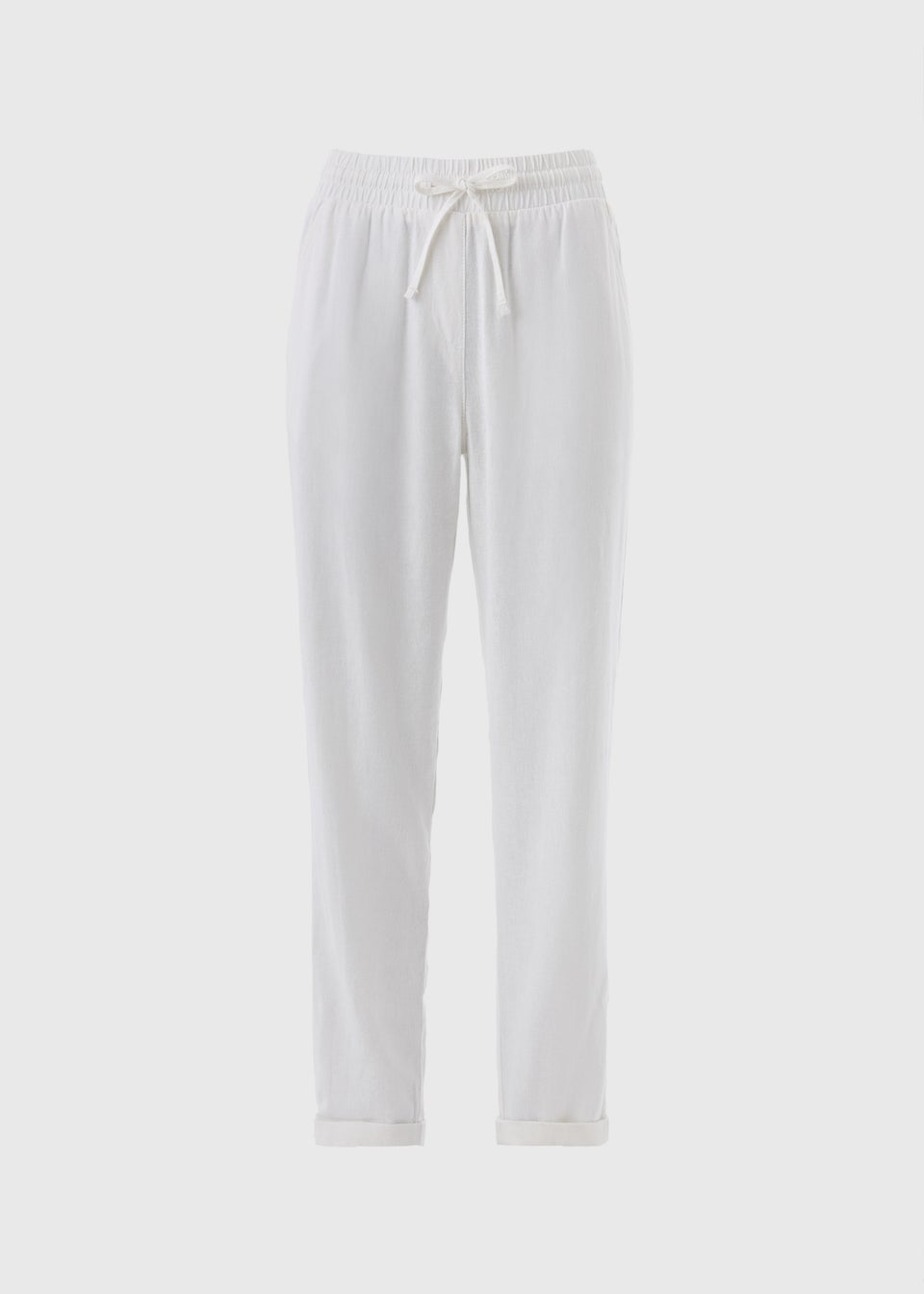 Papaya Petite White Linen Tapered Trousers