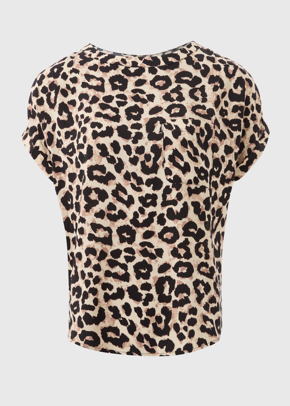 Brown Leopard Print Pocket Box Top
