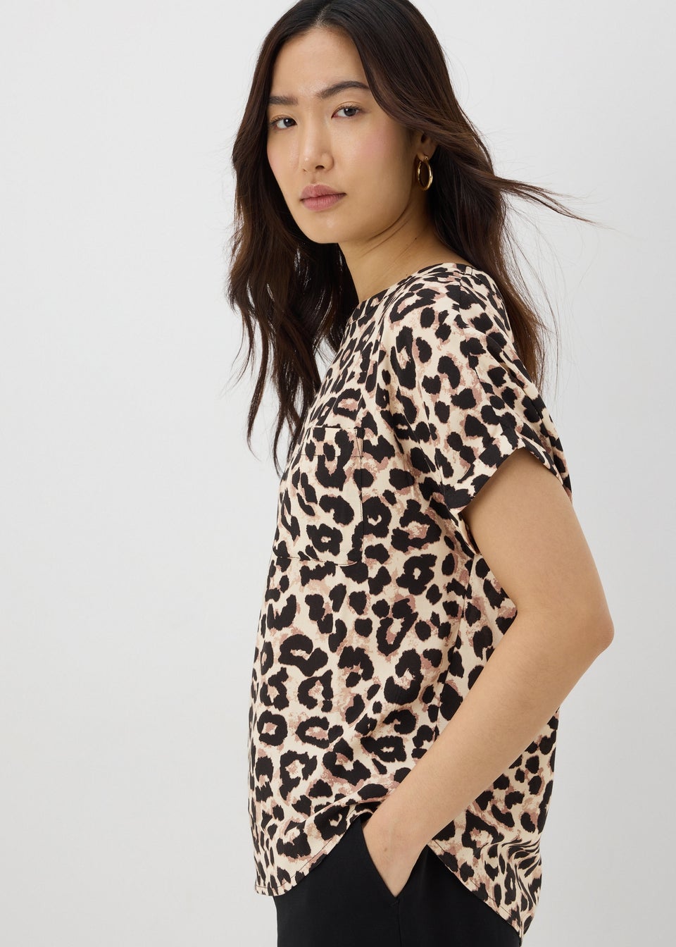 Brown Leopard Print Pocket Box Top